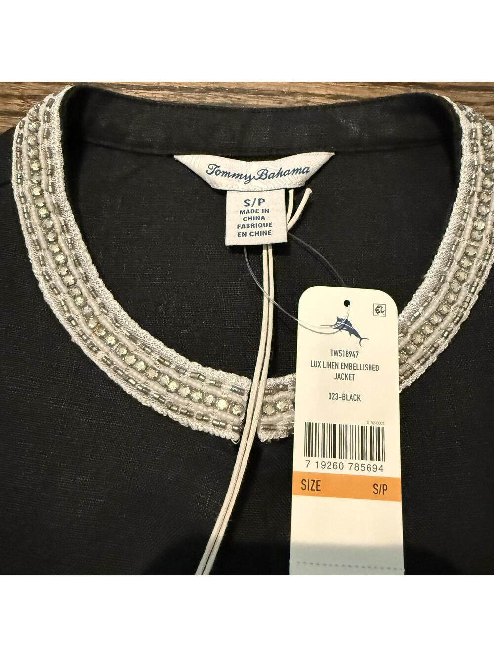 NWT Tommy Bahama Women's Lux 100% LINEN Embellished Jacket Size Small - Picture 3 of 8